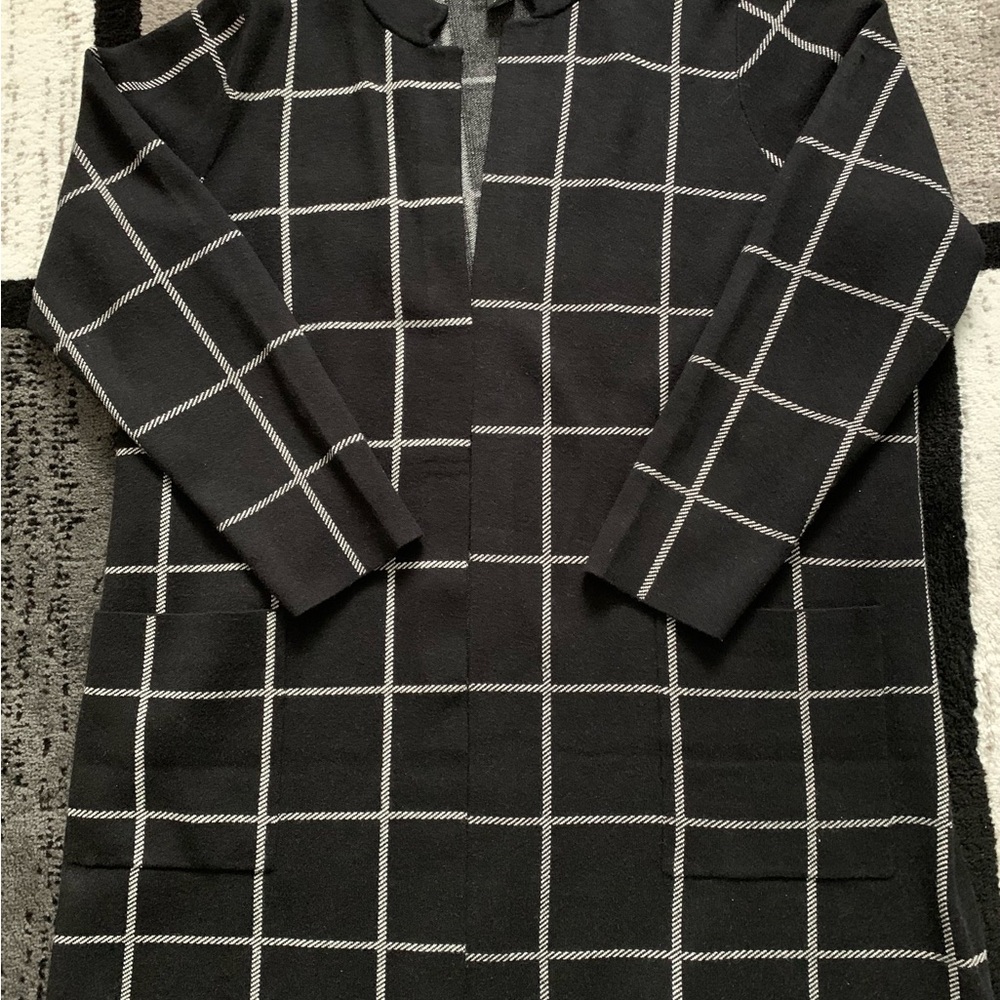 Rachel Zoe Women’s Open Long Black and White Cardigan Sweater Sz3XL